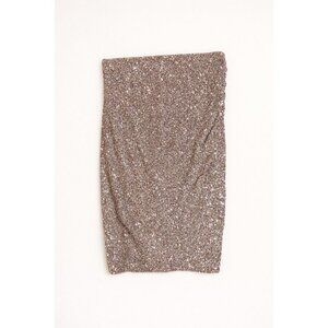 Express XL Champagne Sequin Midi Skirt